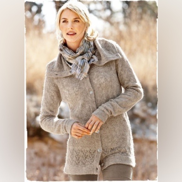 Peruvian Connection Sweaters - Peruvian Connection Baby Alpaca Campfield Knit Cardigan XS